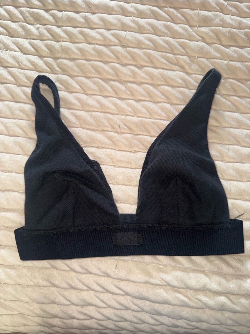 SKIMS Black Ribbed Wireless Triangle Bralette